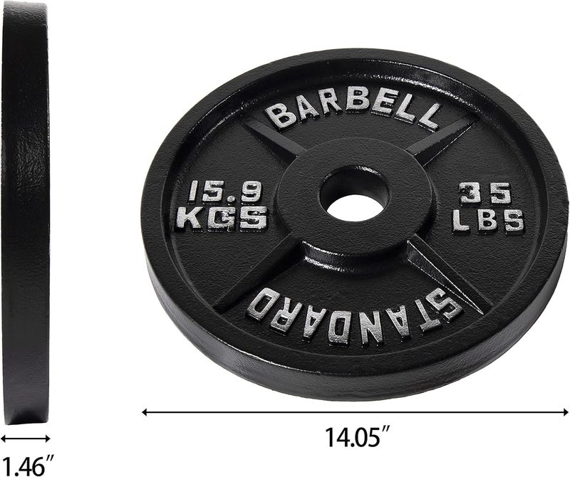 Fitvids Olympic Cast Iron Plate for Strength Training and Weightlifting, Pairs, Sets or Set with Barbell, Multiple Sizes - Image 2